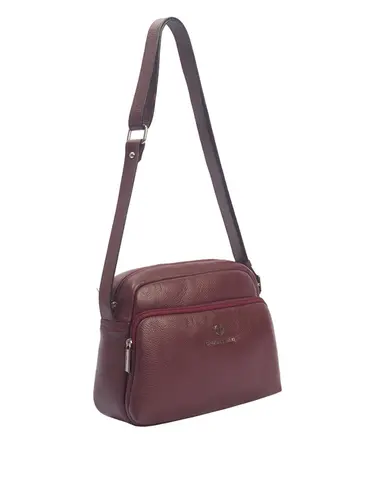 Bolsa Transversal Media Couro Bordo 70027.26