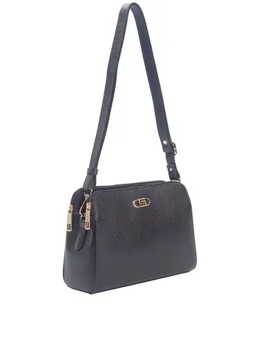 Bolsa Transversal Media Couro Preto 70036.26