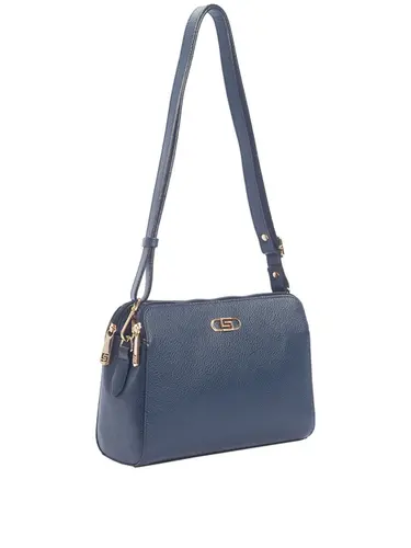 Bolsa Transversal Media Couro Marinho 70036.26