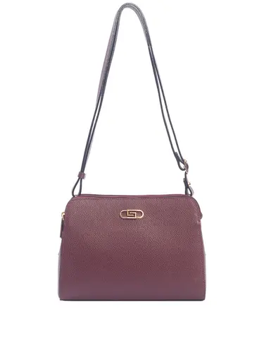 Bolsa Transversal Media Couro Bordo 70036.26
