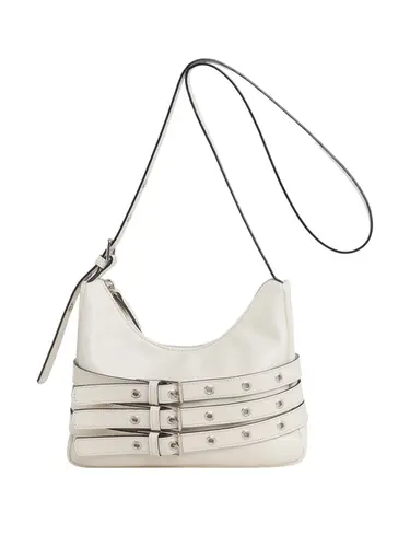 Bolsa Transversal Media Couro Marfim 70046.26