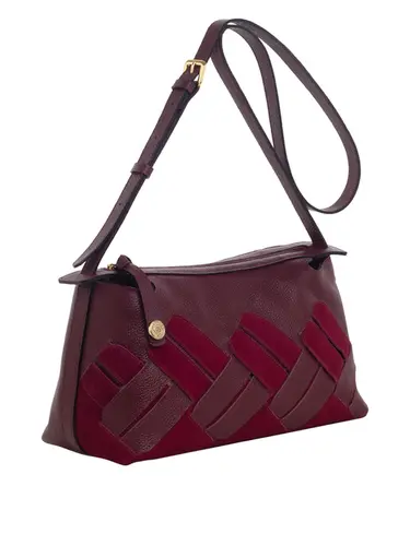 Bolsa Transversal Média Couro Camurça Bordo 70063.26