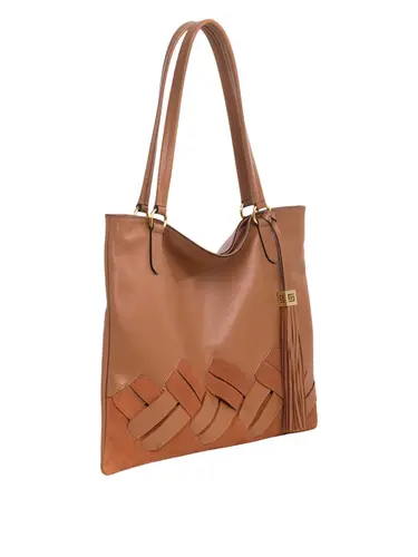 Bolsa Tiracolo Grande Couro Camurça Caramelo 70064.26