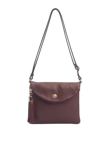 Bolsa Transversal Média Couro Bordo 70026.26