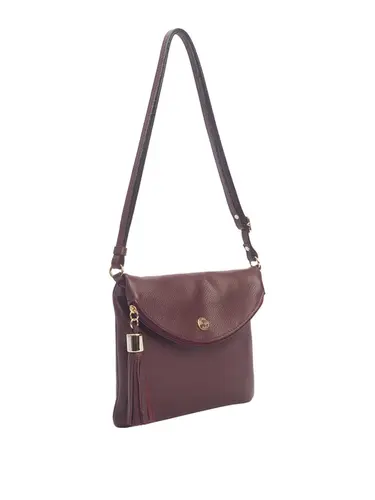 Bolsa Transversal Média Couro Bordo 70026.26