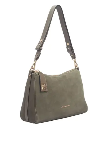 Bolsa Tiracolo Media Couro Camurça Oliva  70056.26