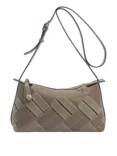 Bolsa Transversal Média Couro Camurça Oliva 70063.26