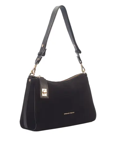 Bolsa Tiracolo Media Couro Camurça Preto  70056.26