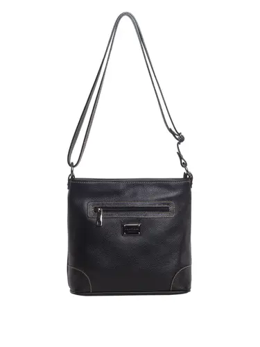 Bolsa Transversal Média Couro Preto 85247.25