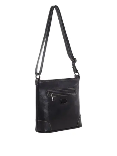 Bolsa Transversal Média Couro Preto 85247.25