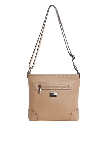 Bolsa Transversal Média Couro Bege 85247.25