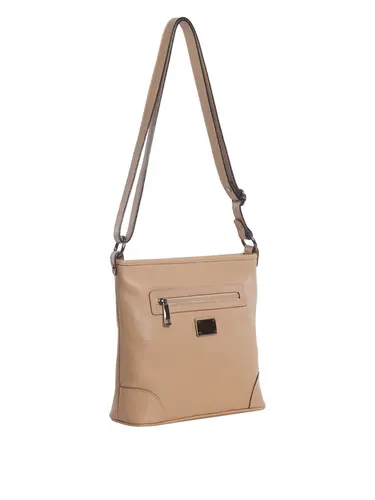 Bolsa Transversal Média Couro Bege 85247.25
