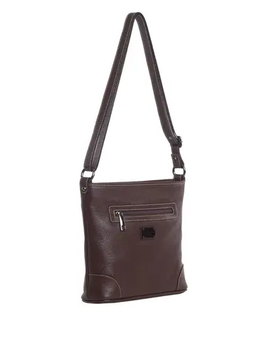 Bolsa Transversal Média Couro Marrom 85247.25