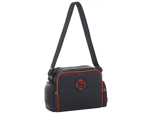 Bolsa Transversal Média Nylon Preto/Tangerina  88021.23