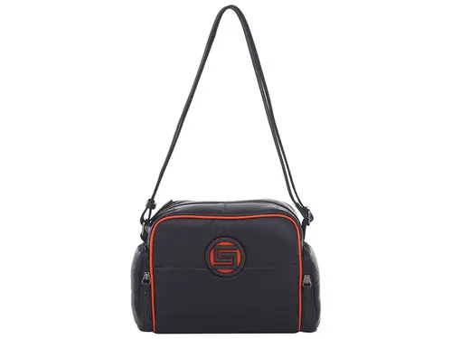 Bolsa Transversal Média Nylon Preto/Tangerina  88021.23