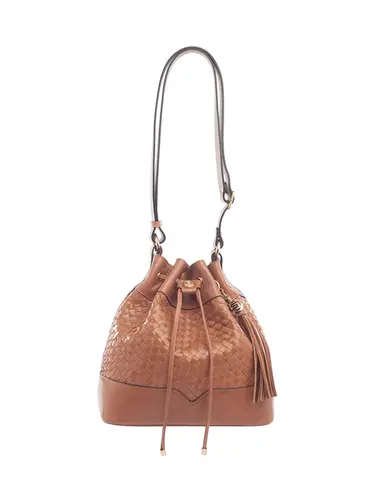 Bolsa Bucket Média Couro Tresse Caramelo 71039.27