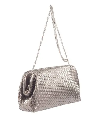 Bolsa Tiracolo Média Couro Tresse Metalizado Onix 71044.27