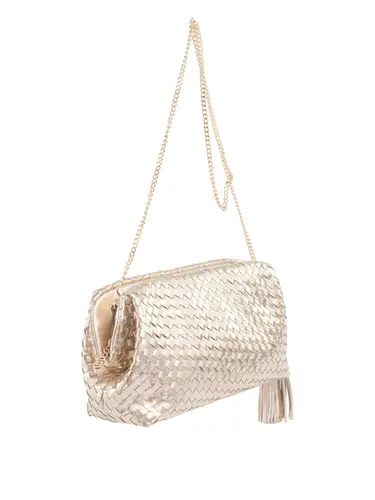 Bolsa Tiracolo Média Couro Tresse Metalizado Ouro Light 71044.27