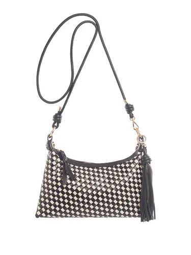 Bolsa de Mão Pequena Couro Tresse Preto/Branco 71045.27