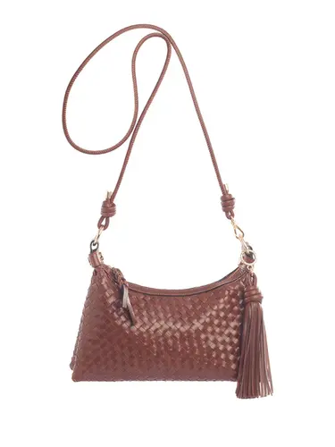 Bolsa de Mão Pequena Couro Tresse Toffee 71045.27
