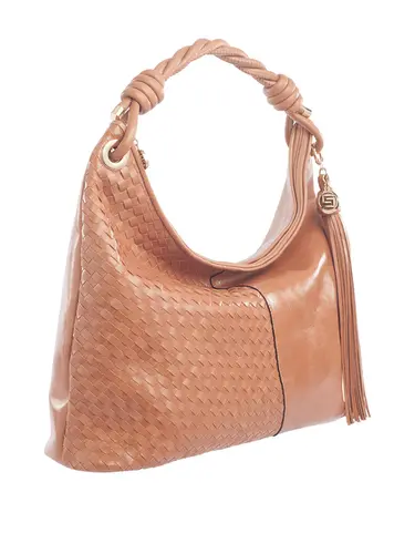 Bolsa Tiracolo Grande Couro Tresse Caramelo 71046.27