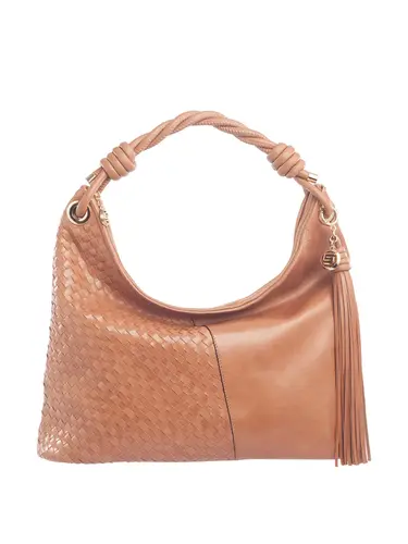 Bolsa Tiracolo Grande Couro Tresse Caramelo 71046.27