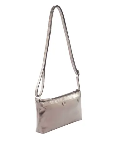Bolsa Transversal Pequena Couro Metalizado Inox 71002.27