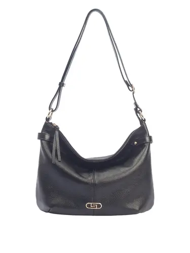 Bolsa Transversal Média Couro Preto 71031.27