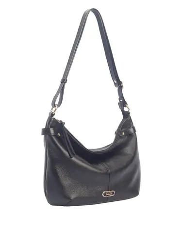 Bolsa Transversal Média Couro Preto 71031.27